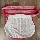 Vintage Christmas Half Apron Red Poinsettia Floral Quilted Waist Polka Dot Ties