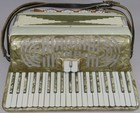Antique Vtg Piano Accordion Hard Case Gorgeous Pearloid 41 Key 120 Button Italy