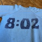 1960s Raglan Sweatshirt 60s Blue Short Sleeve Time Clock Custom Drawn Vtg