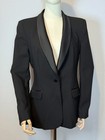 Zara Black One-button Tuxedo Blazer Satin Shawl Lapel Size M Polyester