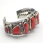 Navajo Old Pawn Cuff Bracelet Coral Sterling Silver 1960