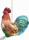 Kurt Adler 3 5-inch Noble Gems Glass Rooster Hanging Ornament