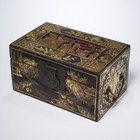 Chinese Vintage Lacquer Gold Gilt Jewelry Chest And Dragon Brush Box 2pc Lot