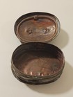 Antique Victorian Copper Brass Snuff Pill Trinket Pocket Box Hinged Clasp Rare