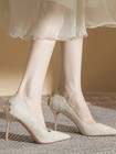 High Heels Fine Heels Bridal Wedding Shoes Pointed Single Shoes