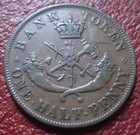 1854 Plain 4 Bank Of Upper Canada Halfpenny Token In Fine Condition  pc-5c1 