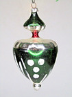 Vintage Antique Blown Glass Fluted Tiered Drop Green Christmas Ornament Germany