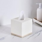 Resin Tissue Box Cover  Beige Leather Holder     5 5 Inch