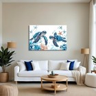 Sea Turtle Canvas Wall Art Ocean Wall Decor Framed Two Sea Turtles Corals Sta   