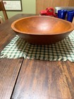 Antique Primitive Farmhouse Hand Turned Wood Out Of Round Large Wood Dough Bowl