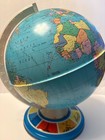 Vintage 1940s Tin Litho World Globe Ohio Art Company With Transportation Base