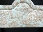 Vintage Custom Kravet Lutece Lagoon French Toile Cottage Queen Bed Headboard
