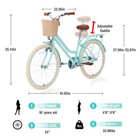 24 Inch Wheel Bicycle For 10 years Old Girls  Steel Frame Bike  Mint Green