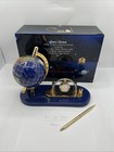 Blue Semi Precious Gemstones Globe Desk Set Pen   Business Card Holder Mcm Read