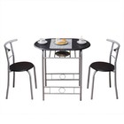 Dining Table Set 3 Piece With 2 Chairs  Pvc Top   Metal Frame Kitchen Breakfast