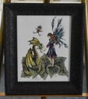 Charming Vintage Amy Brown Fairy Print Entitled  bad Dragon  Matted And Framed