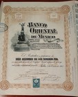 Mexico 1905 Banco Oriental Puebla   1000 Pesos Coupons Bond Loan Share