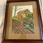 Vtg rare-framed John Deereanniversarymistymorning Leaping Deer Print