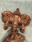 Antique Old Myers Adjustable Stay On Cast Iron Barn Door Rollers Pair Set Usa
