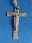 Vintage Sterling  Silver Rosary With Clear Oval Glass Beads - Made In Rome