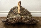 Vintage Large Willow Buttocks Basket Gods Eye Multi Rib Woven Harvest Cradle 20   