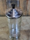 Vintage King Barber Barbicide Disinfectant Clear Glass Lidded Jar Container 11 