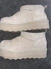 Bearpaw Women   s Beige Suede Faux Fur Lined Slip-on Bootie Slippers 8