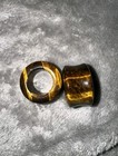 2 Pairs Natural Stone Ear Plugs 25mm 1    Tiger   s Eye   Howlite Double Flare