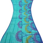 Namaste Vintage Teal Sarees 100  Pure Silk Floral Printed Sari 5yd Craft Fabric