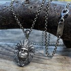 American Indian Chief Necklace 925 Sterling Silver Pendant Necklace Duty Free
