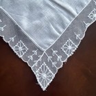 Vtg White Linen Mesh Net Embroidered Lace Wedding Handkerchief Hankie 10x10 