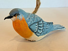 Vintage Beaulemna Bluebird Hand Carved And Painted Wood Bird Hanging Ornament