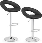Height Adjustable Bar Stools Set Of 2  Swivel Counter Stools W hollow Back      