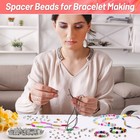 500pc Silver Spacer Beads Bulk Mixed Zinc Alloy Diy Bracelet Jewelry Making Kit