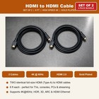 Hdmi To Hdmi Cable 6ft 4k Set Of 2 For Hdtv Monitor Ps5 Ps4 Xbox Blu-ray Player