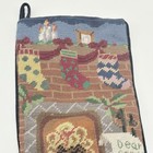 Dog Needlepoint Christmas Stocking Fireplace Santa Letter Velvet Back Vintage