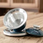 Cover Bowl Pure Handmade Blue Jade Silver Tea Bowl Household Bowl Cup Kung Fu