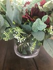 Floral Decor Mixed Bouquet  Green Cream Red Arrangement - Glass Vase - Gorgeous 