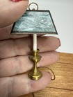Electric Tested Lamp Brass W verdi Marbleized Shade Dollhouse Miniature