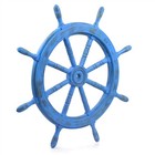 36  Blue Antique Nautical Handcrafted Wooden Ship Wheel - Home Wall Decor Gift
