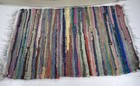 Vtg Hand Woven Rag Rug Primitive Cottagecore Boho Early American 12    X 19 Cotton