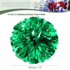 2pcs 12 Inch Metallic Cheerleading Pom Poms With Handle Rings  Green