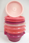 new  Tupperware Servalier Bowl W Lid   10 Oz   Pink Set Lot