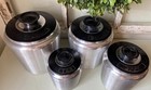 1950   s Vintage Kromex Aluminum Canister Set Flour Sugar Coffee Tea Mcm Retro