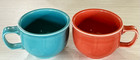 2 Homer Laughlin Fiesta Ware Jumbo Mug Paprika   Turquoise Soup Cup Bowl Mug