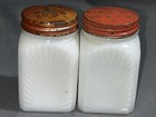 Vintage Hazel Atlas Milk Glass Dutch Boy Girl Salt Pepper Shakers 3   