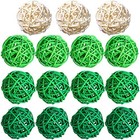  15 Pieces St  Patrick s Day Decorative Wicker Balls 1 8 Inch Green Wicker 