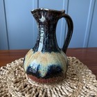 Vintage Drip Glaze Pitcher Pottery Handmade Stoneware 9  X 7 