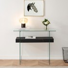 Ivinta Narrow Console Table With Wood Shelf  Glass Sofa Table For Entryway