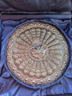 Antique Egyptian  Solid Silver Vanity Hand Mirror Peacock Mandala 900 W Box